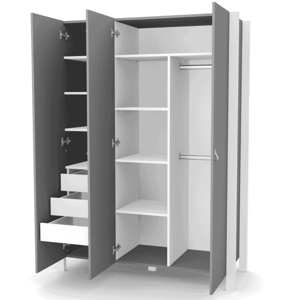 Dětska šatní skřín Zukko 1310 Gekko Kids, Grafitová / Bílá